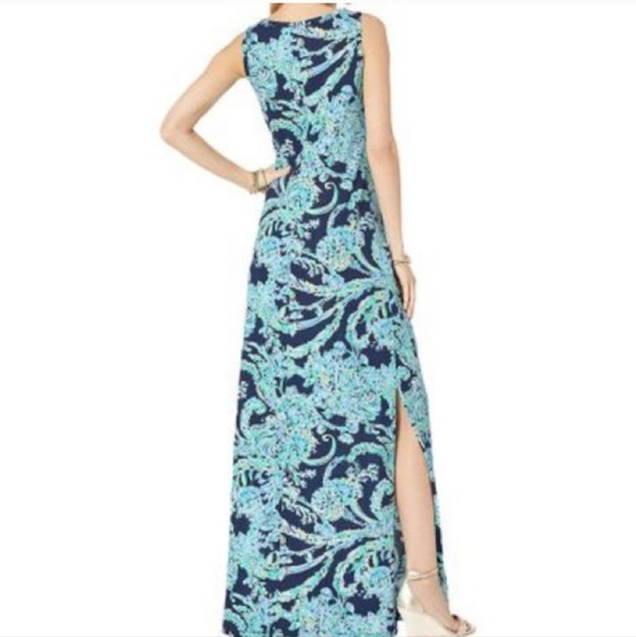 Lilly Pulitzer Merrill Maxi Dress, High Tide, Scuba Doo, XS - Picture 8 of 11